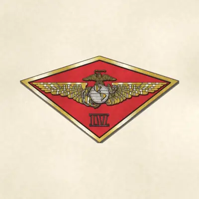 4th Marine Aircraft Wing (Marine Corps) unit insignia / seal / logo, redrawn in ink and watercolor from the public-domain reference image