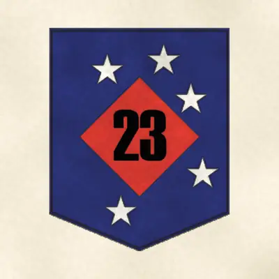 23rd Marine Regiment (Marine Corps) unit insignia / seal / logo, redrawn in ink and watercolor from the public-domain reference image