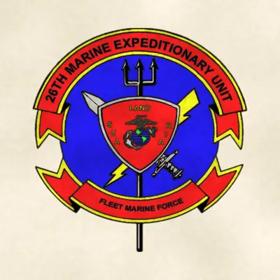 26th Marine Expeditionary Unit (Marine Corps) unit insignia / seal / logo, redrawn in ink and watercolor from the public-domain reference image
