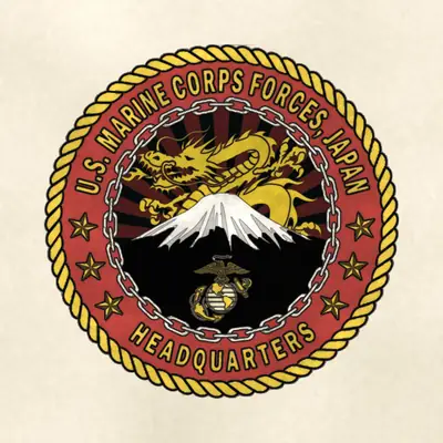 Marine Corps Forces, Japan (Marine Corps) unit insignia / seal / logo, redrawn in ink and watercolor from the public-domain reference image