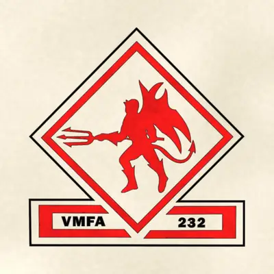 Marine Fighter Attack Squadron 232 (VMFA-232) (Marine Corps) unit insignia / seal / logo, redrawn in ink and watercolor from the public-domain reference image