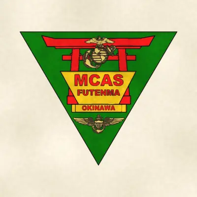 Marine Corps Air Station Futenma (Marine Corps) unit insignia / seal / logo, redrawn in ink and watercolor from the public-domain reference image