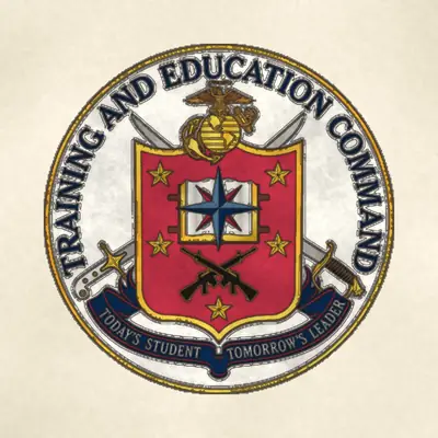 Marine Corps Training and Education Command (Marine Corps) unit insignia / seal / logo, redrawn in ink and watercolor from the public-domain reference image
