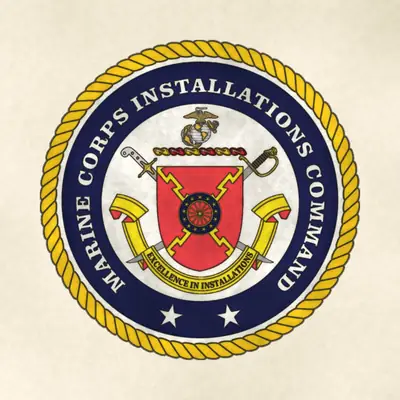 Marine Corps Installations Command (Marine Corps) unit insignia / seal / logo, redrawn in ink and watercolor from the public-domain reference image
