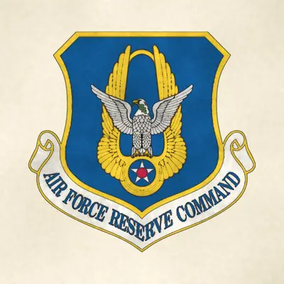 Air Force Reserve Command (Air Force) organizational emblem, redrawn in ink and watercolor from the public-domain reference image