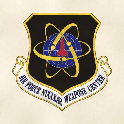 Air Force Nuclear Weapons Center (Air Force) organizational emblem, redrawn in ink and watercolor from the public-domain reference image