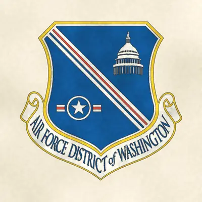 Air Force District of Washington (Air Force) organizational emblem, redrawn in ink and watercolor from the public-domain reference image