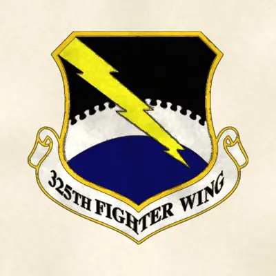 325th Fighter Wing (Air Force) organizational emblem, redrawn in ink and watercolor from the public-domain reference image