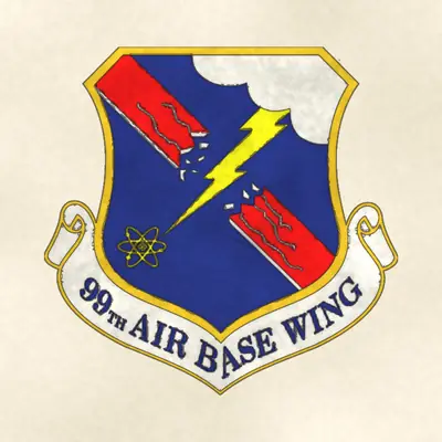99th Air Base Wing (Air Force) organizational emblem, redrawn in ink and watercolor from the public-domain reference image