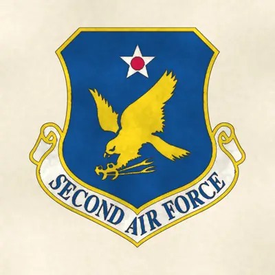 Second Air Force (Air Force) organizational emblem, redrawn in ink and watercolor from the public-domain reference image