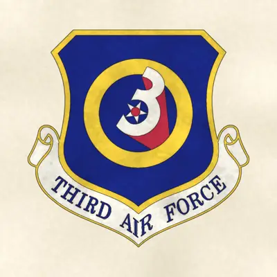 Third Air Force (Air Force) organizational emblem, redrawn in ink and watercolor from the public-domain reference image