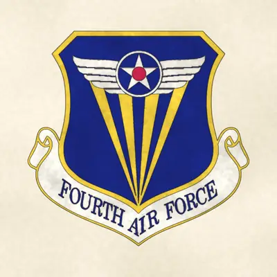Fourth Air Force (Air Force) organizational emblem, redrawn in ink and watercolor from the public-domain reference image