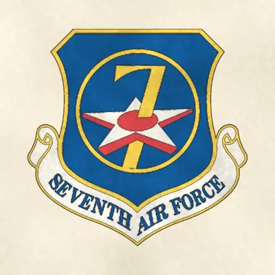 Seventh Air Force (Air Force) organizational emblem, redrawn in ink and watercolor from the public-domain reference image