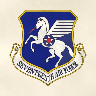 Seventeenth Air Force (Air Force) organizational emblem, redrawn in ink and watercolor from the public-domain reference image