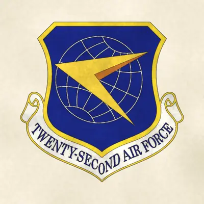 Twenty-Second Air Force (Air Force) organizational emblem, redrawn in ink and watercolor from the public-domain reference image