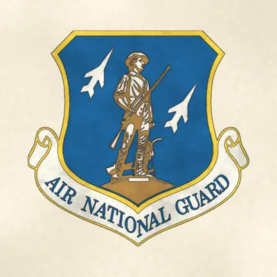 Air National Guard (Air Force) organizational emblem, redrawn in ink and watercolor from the public-domain reference image