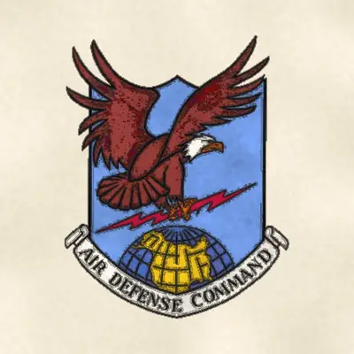 Air Defense Command (Air Force) organizational emblem, redrawn in ink and watercolor from the public-domain reference image
