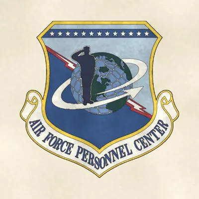 Air Force Personnel Center (Air Force) organizational emblem, redrawn in ink and watercolor from the public-domain reference image