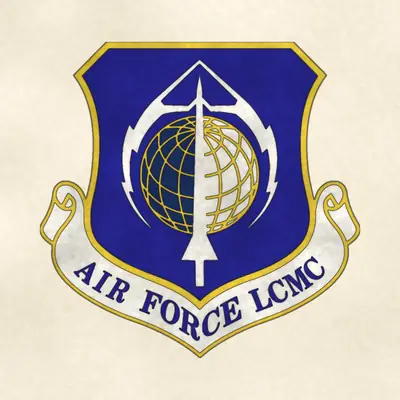 Air Force Life Cycle Management Center (Air Force) organizational emblem, redrawn in ink and watercolor from the public-domain reference image