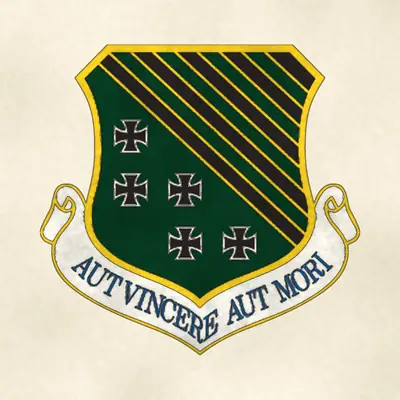 1st Fighter Wing (Air Force) organizational emblem, redrawn in ink and watercolor from the public-domain reference image