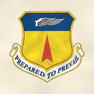 36th Wing (Air Force) organizational emblem, redrawn in ink and watercolor from the public-domain reference image