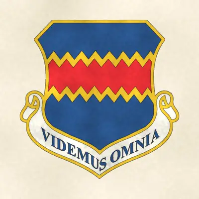 55th Wing (Air Force) organizational emblem, redrawn in ink and watercolor from the public-domain reference image