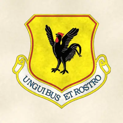 18th Wing (Air Force) organizational emblem, redrawn in ink and watercolor from the public-domain reference image