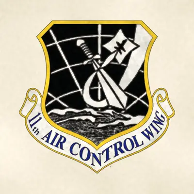 11th Air Control Wing (Air Force) organizational emblem, redrawn in ink and watercolor from the public-domain reference image