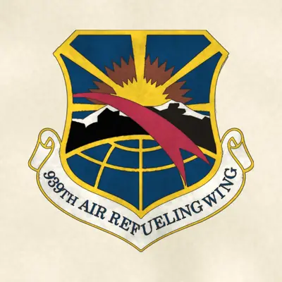 939th Air Refueling Wing (Air Force) organizational emblem, redrawn in ink and watercolor from the public-domain reference image