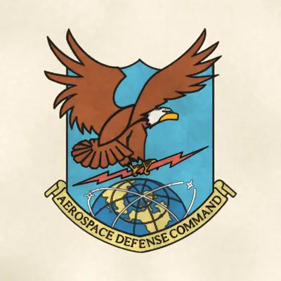 Aerospace Defense Command (Air Force) organizational emblem, redrawn in ink and watercolor from the public-domain reference image