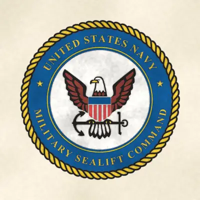 Military Sealift Command (Navy) command seal / emblem, redrawn in ink and watercolor from the public-domain reference image