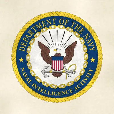 Office of Naval Intelligence (Navy) command seal / emblem, redrawn in ink and watercolor from the public-domain reference image