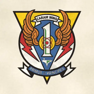 Carrier Air Wing 1 (Navy) command seal / emblem, redrawn in ink and watercolor from the public-domain reference image