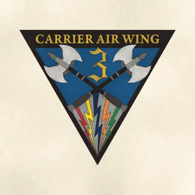 Carrier Air Wing 3 (Navy) command seal / emblem, redrawn in ink and watercolor from the public-domain reference image