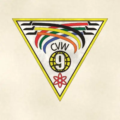 Carrier Air Wing 9 (Navy) command seal / emblem, redrawn in ink and watercolor from the public-domain reference image
