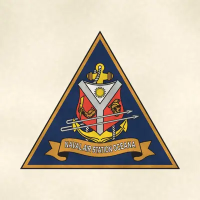 Naval Air Station Oceana (Navy) command seal / emblem, redrawn in ink and watercolor from the public-domain reference image