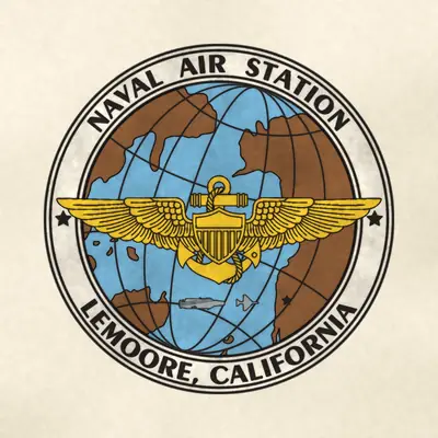 Naval Air Station Lemoore (Navy) command seal / emblem, redrawn in ink and watercolor from the public-domain reference image
