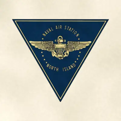 Naval Air Station North Island (Navy) command seal / emblem, redrawn in ink and watercolor from the public-domain reference image