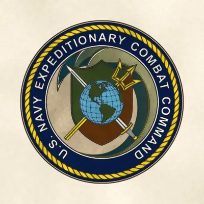 Navy Expeditionary Combat Command (Navy) command seal / emblem, redrawn in ink and watercolor from the public-domain reference image