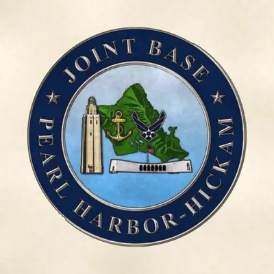 Joint Base Pearl Harbor-Hickam (Navy) command seal / emblem, redrawn in ink and watercolor from the public-domain reference image