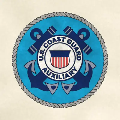 U.S. Coast Guard Auxiliary (Coast Guard) command seal / emblem, redrawn in ink and watercolor from the public-domain reference image