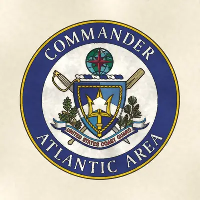 Coast Guard Atlantic Area (Coast Guard) command seal / emblem, redrawn in ink and watercolor from the public-domain reference image