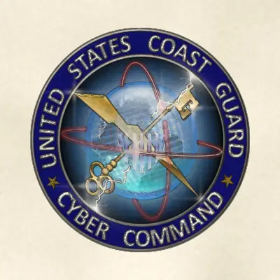 Coast Guard Cyber Command (Coast Guard) command seal / emblem, redrawn in ink and watercolor from the public-domain reference image