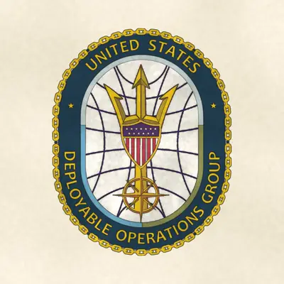 Coast Guard Deployable Operations Group (Coast Guard) command seal / emblem, redrawn in ink and watercolor from the public-domain reference image