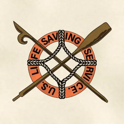 U.S. Life-Saving Service (Coast Guard) command seal / emblem, redrawn in ink and watercolor from the public-domain reference image