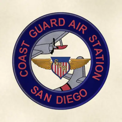 Coast Guard Air Station San Diego (Coast Guard) command seal / emblem, redrawn in ink and watercolor from the public-domain reference image