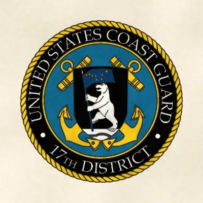 Coast Guard Seventeenth District (Coast Guard) command seal / emblem, redrawn in ink and watercolor from the public-domain reference image