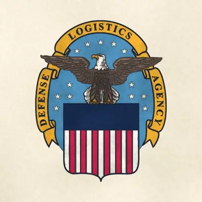 Defense Logistics Agency (Joint) command seal / emblem, redrawn in ink and watercolor from the public-domain reference image
